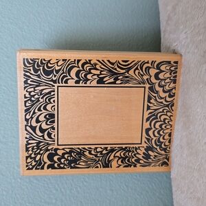 Rubber Stamp Marbled Frame, Wood Mounted, Fun Stamps R04